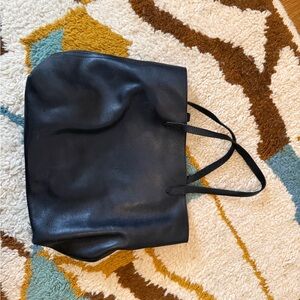 Madewell Black Leather Tote Bag